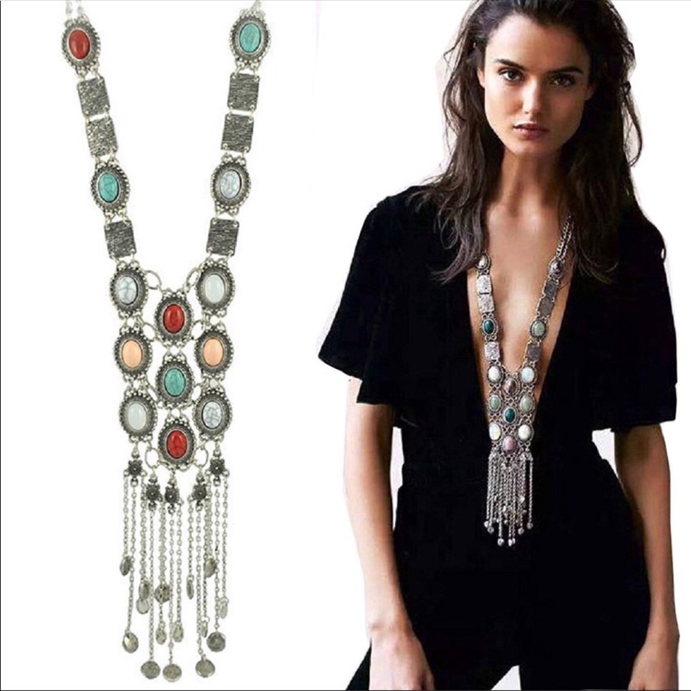 Long Vintage Boho Statement Necklace